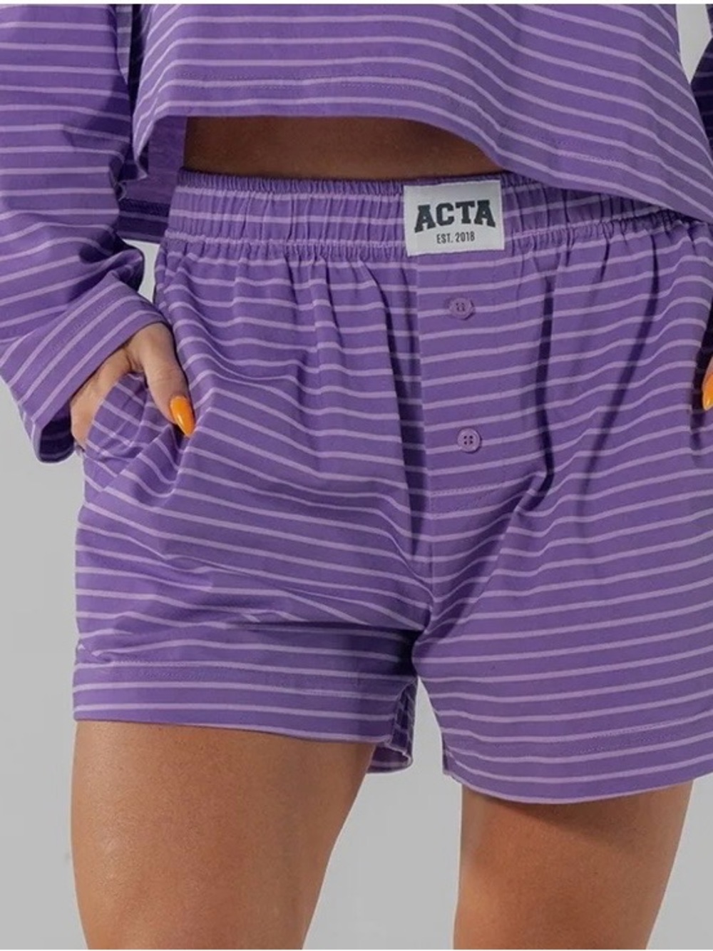 ACTA Purple Striped Athletic Shorts